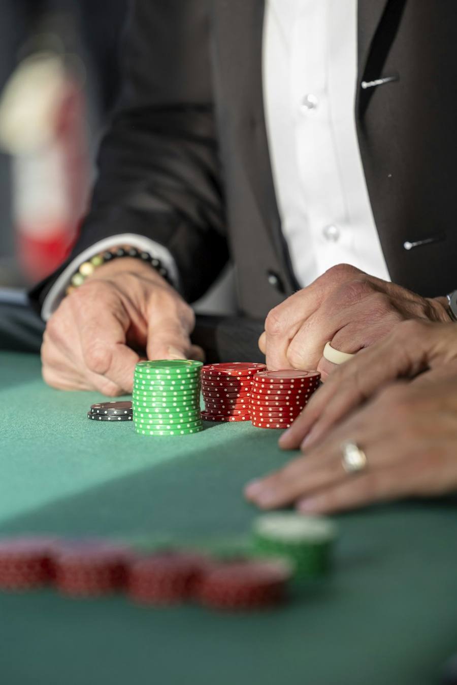 Jacket and chips at the table