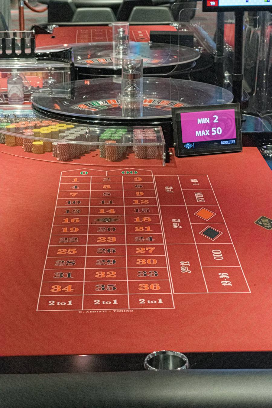 Roulette layout with table limits
