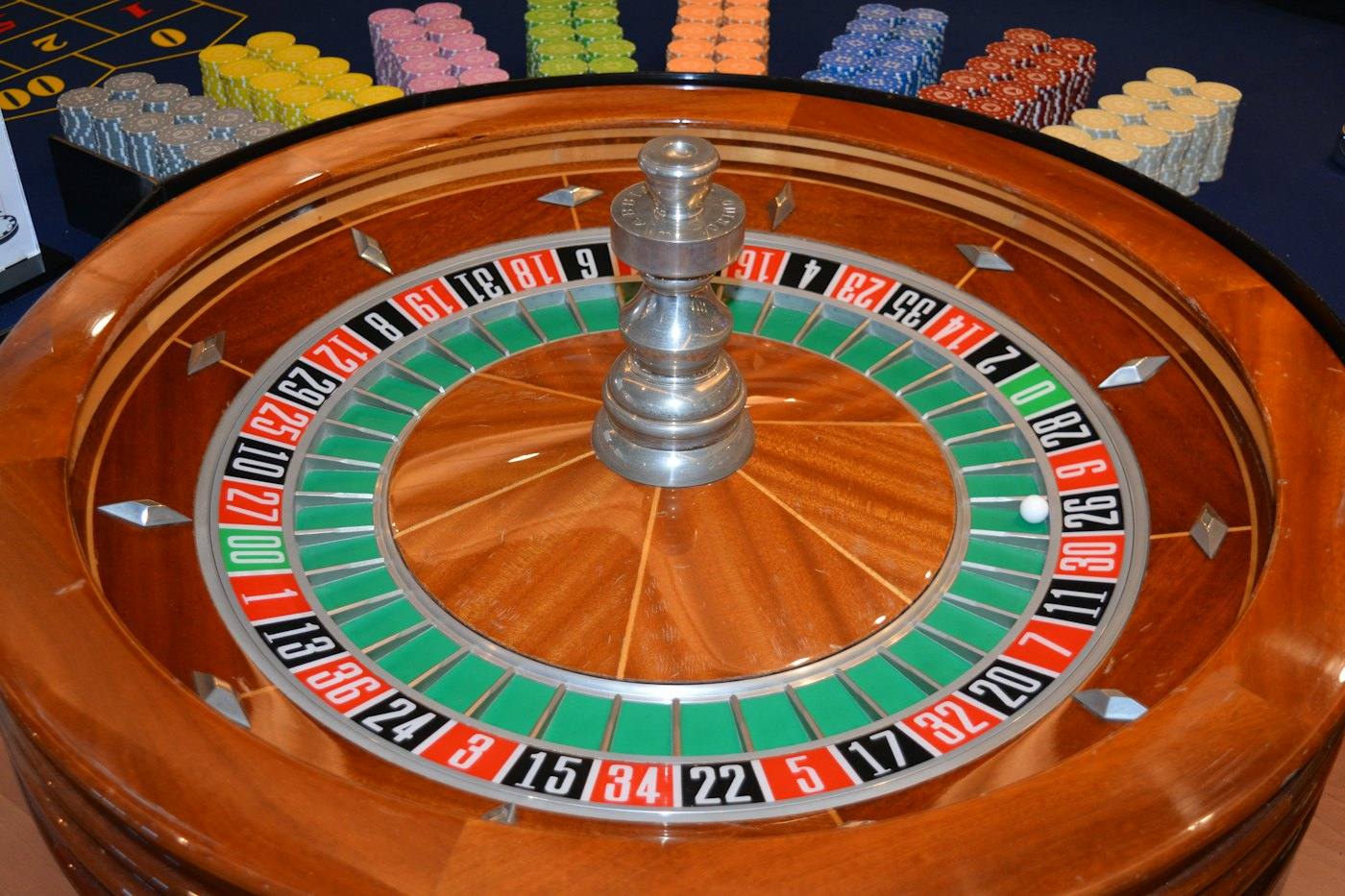 Roulette wheel and chips